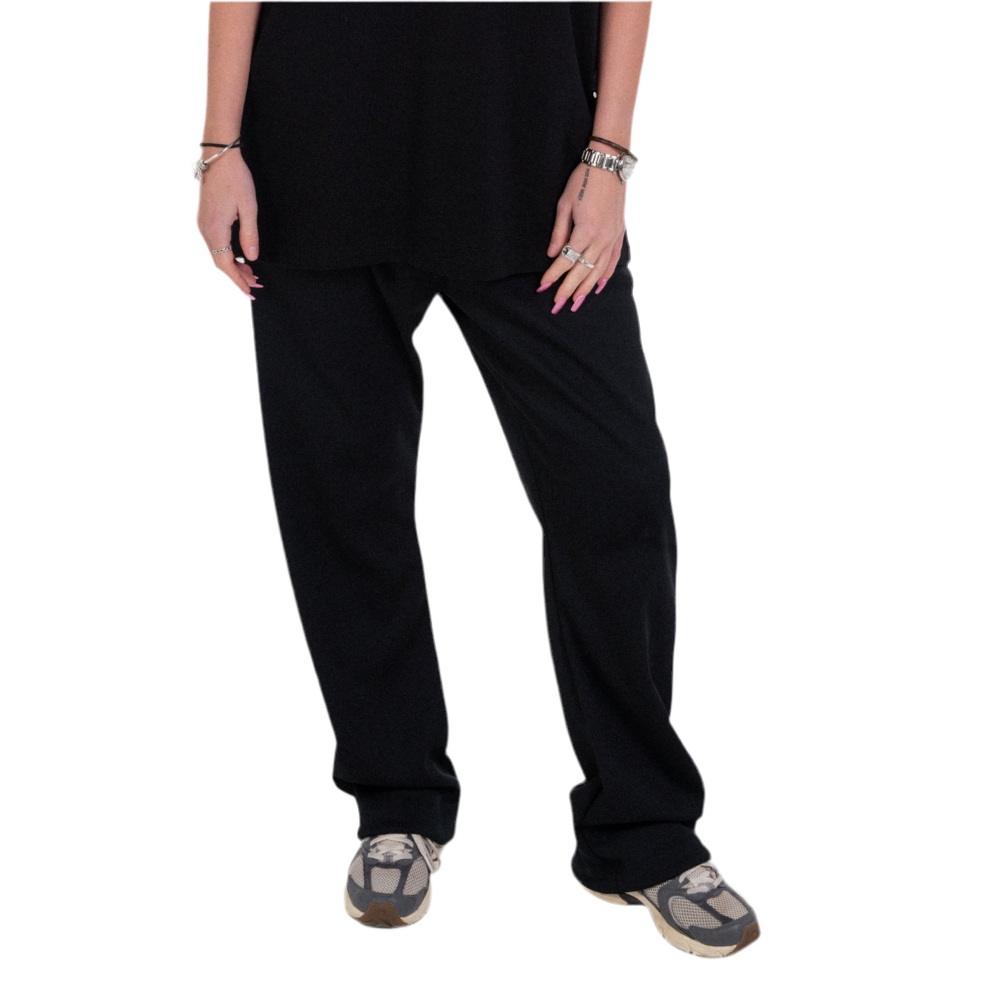 STAPLE BLACK/BLACK RIBBED TROUSERS