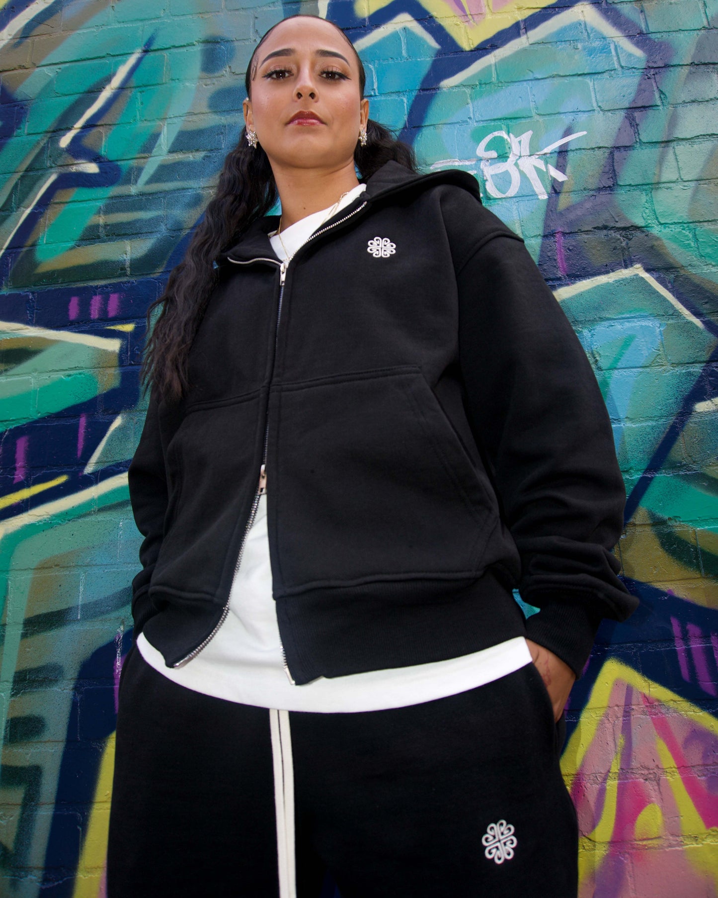 Nexus Double Zip Hoodie - Black