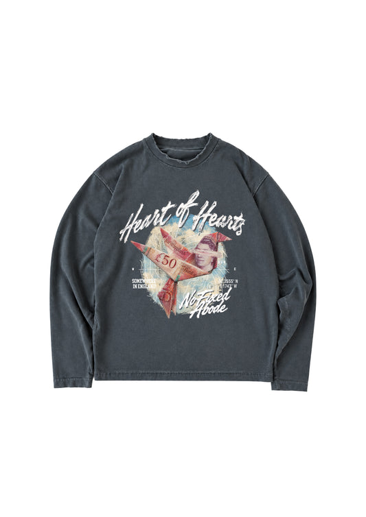 Somewhere in England Distressed Long Sleeve - Washed Slate