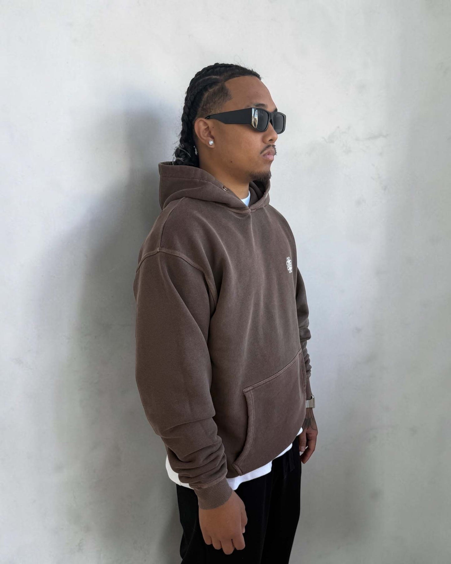 Nexus Oversized Pullover Hoodie - Washed Brown