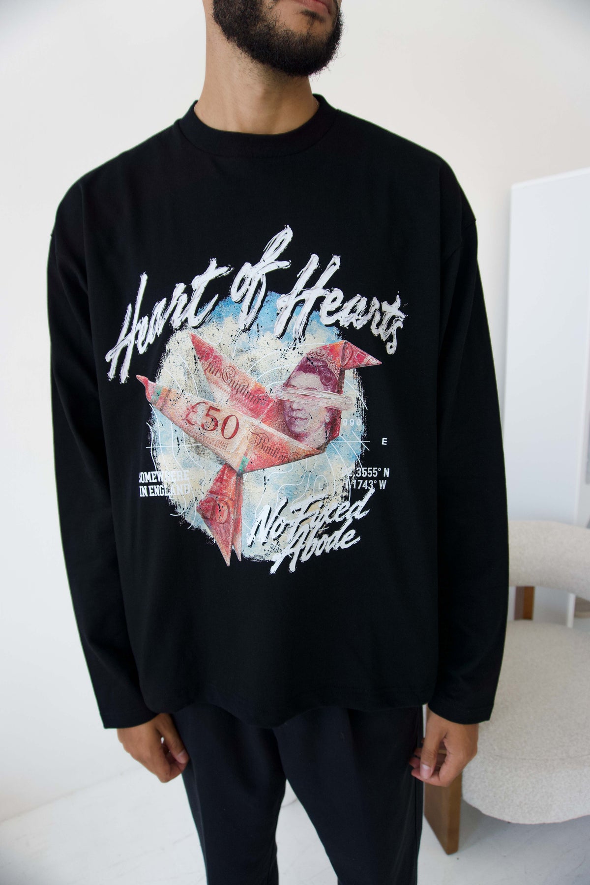 Somewhere in England Long Sleeve Graphic T-Shirt - Black