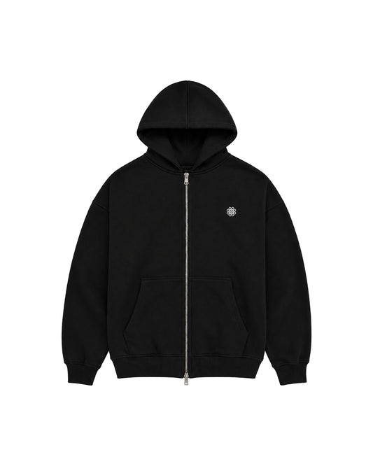 Nexus Double Zip Hoodie - Black