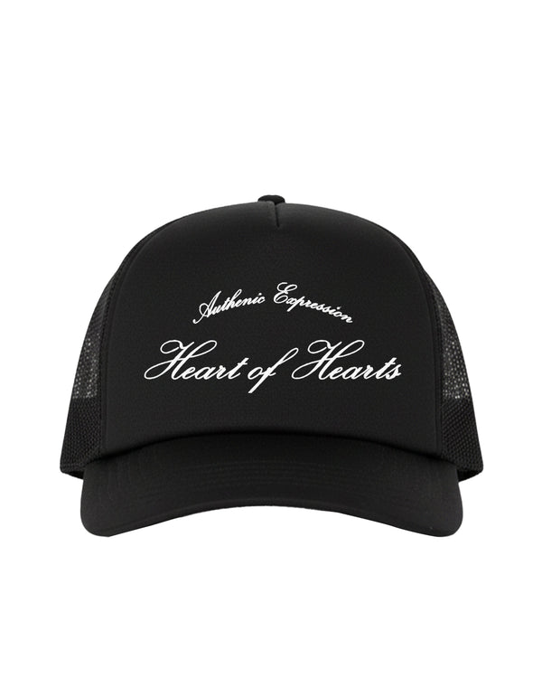 Black Mesh Trucker Cap - White Embroidered Logo