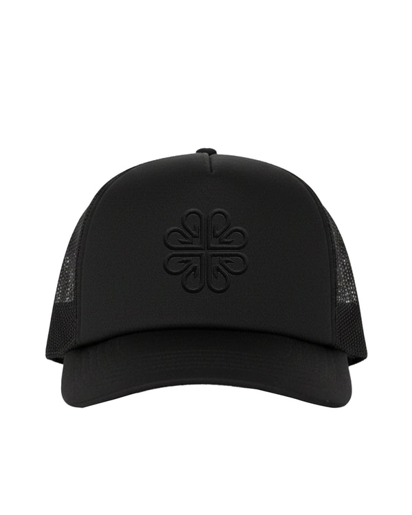 Nexus Blackout Mesh Trucker Cap - Black Embroidered Logo