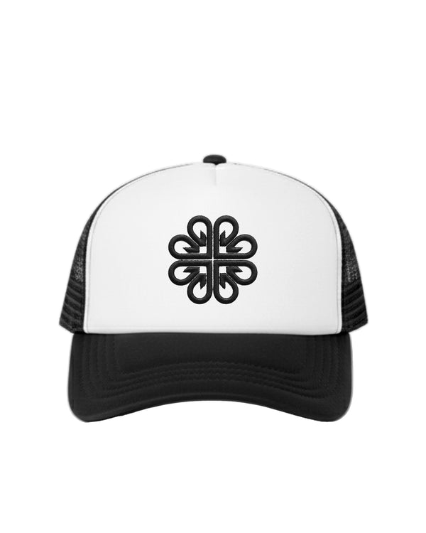 Nexus Black and White Mesh Trucker Cap - Black Embroidered Logo