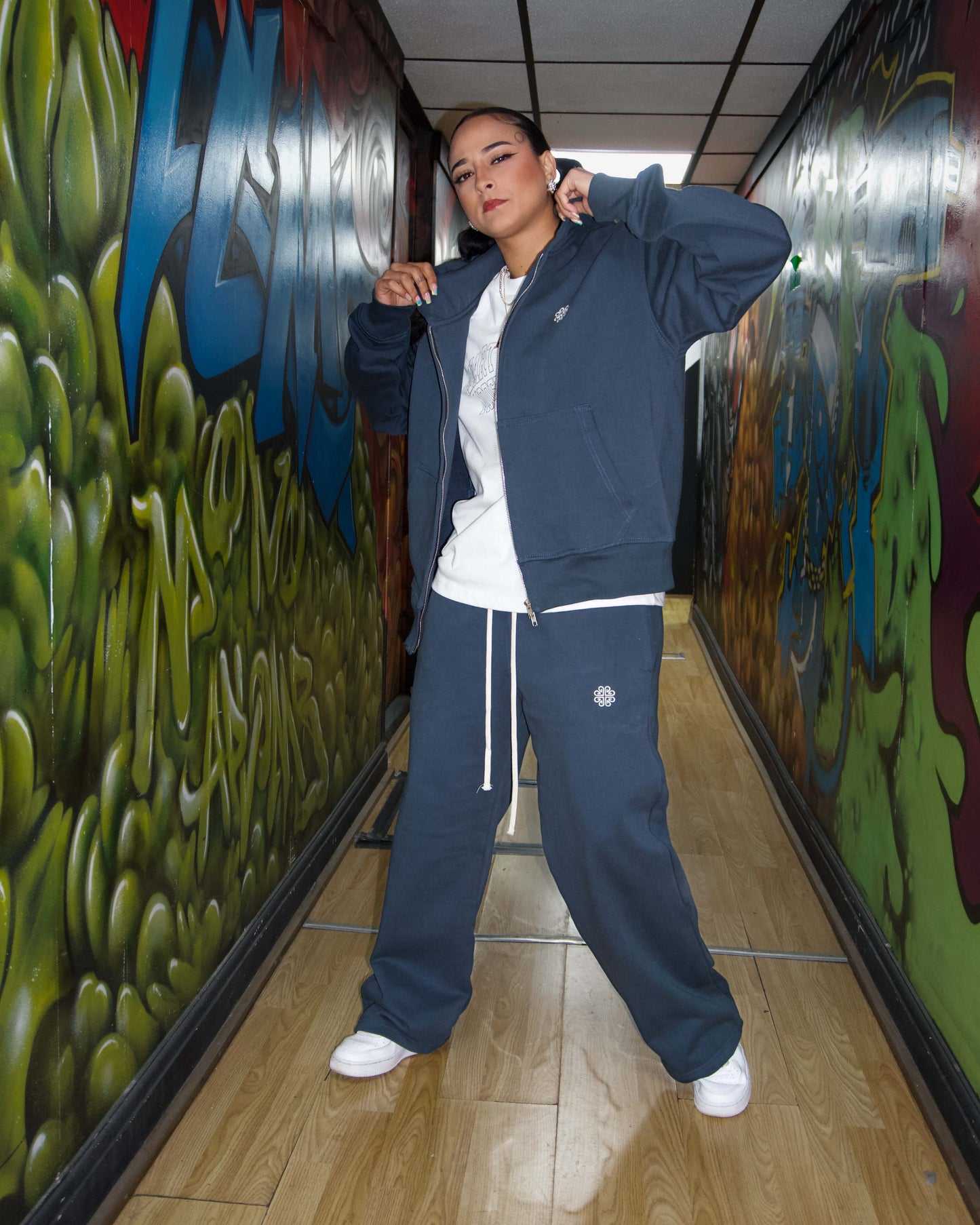 Nexus Wide Leg Sweatpants - Slate Blue