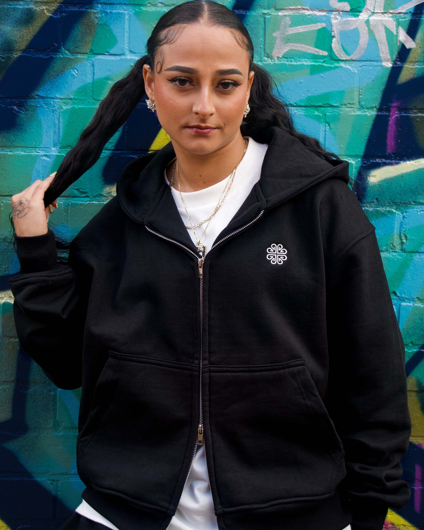 Nexus Double Zip Hoodie - Black