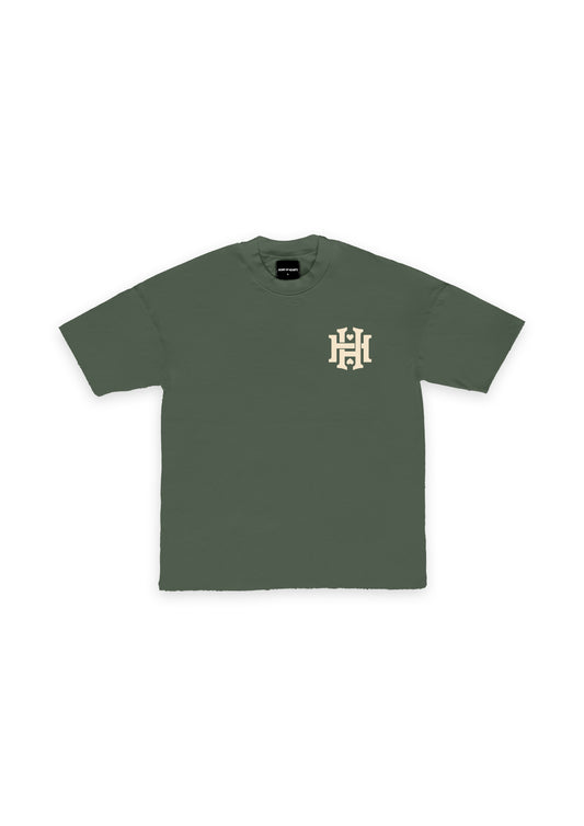 VARSITY T-SHIRT - FOREST GREEN/ECRU