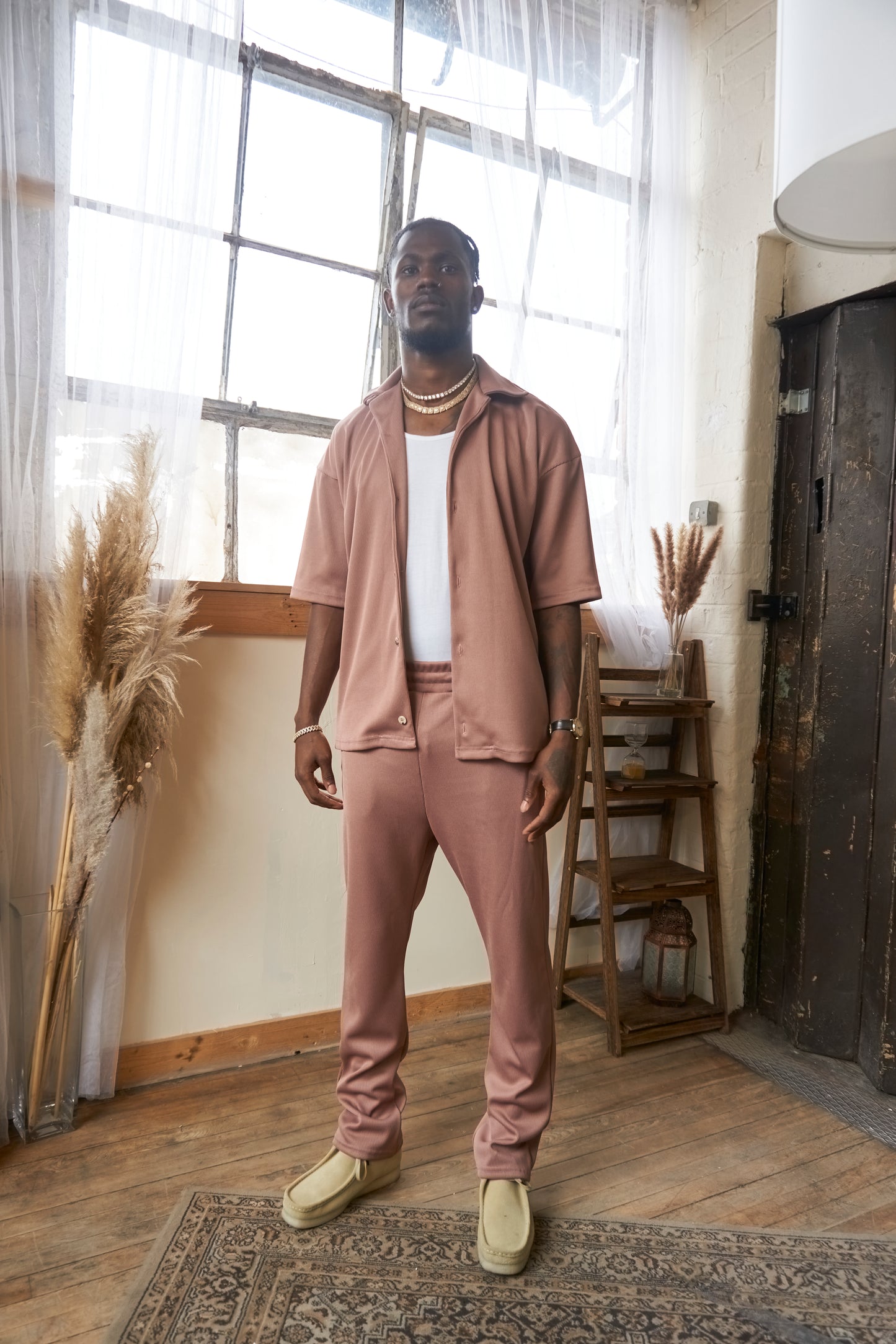 CORE RIBBED TROUSER - ROSE
