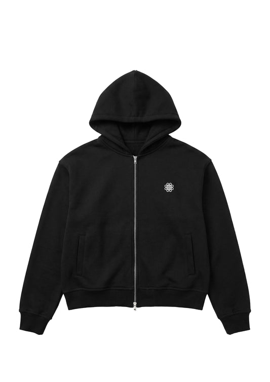 NEXUS ZIPPED HOODIE - BLACK