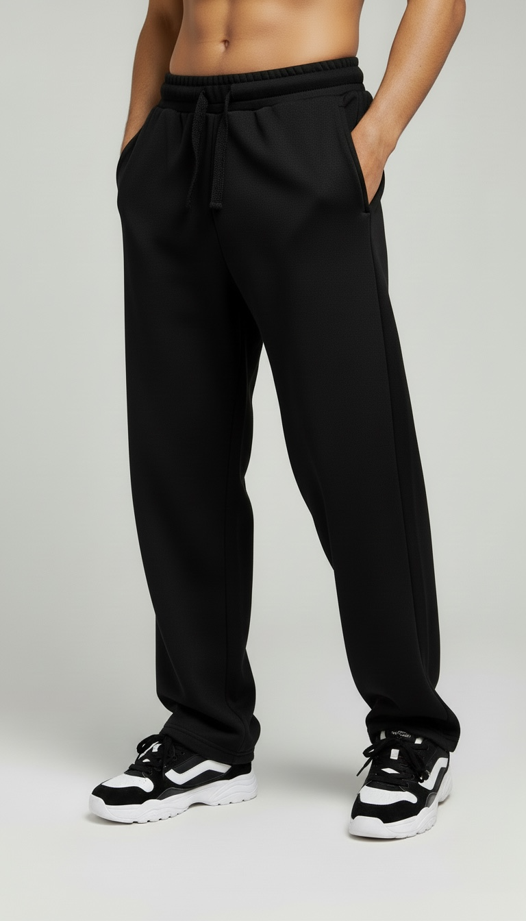 STAPLE BLACK/BLACK RIBBED TROUSERS