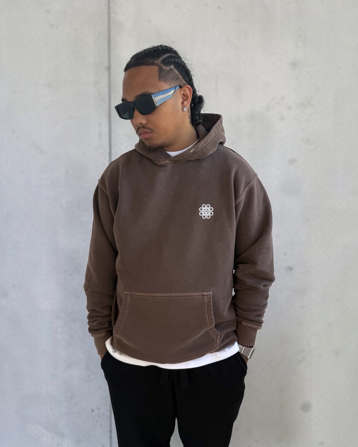 Nexus Oversized Pullover Hoodie - Washed Brown
