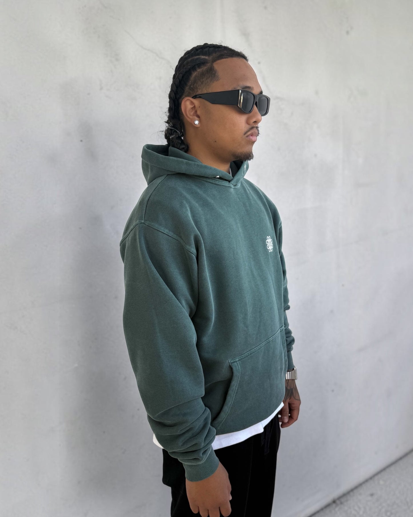 Nexus Oversized Pullover Hoodie - Washed Green